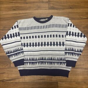 Vintage Celebrity Club Geometric Indie Knit Sweater Men’s Size XL 90s Retro